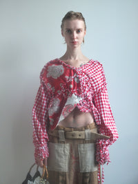 Check Blouse - Red-Polyhedron-APOC STORE