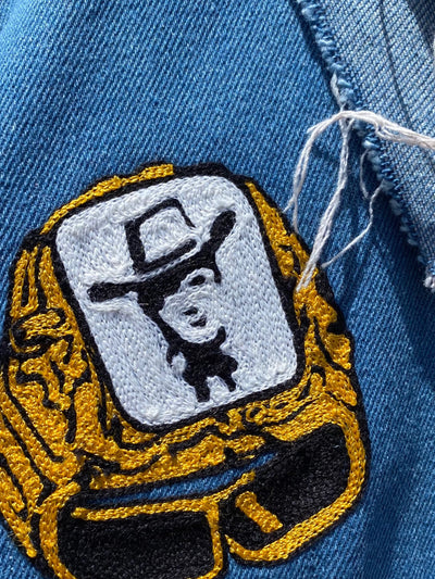 Moto Devil: Handmade Chainstitch Deconstructed Denim Jacket-Jetpack Hom(m)e-APOC STORE