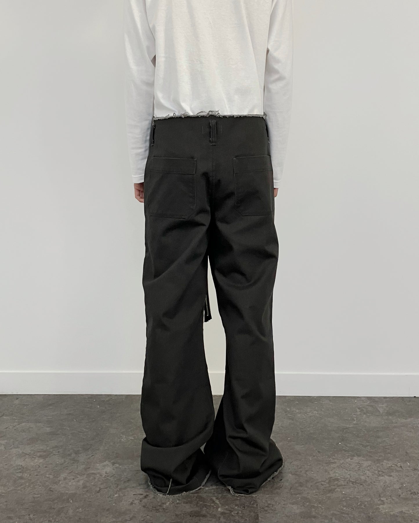 EXTENDED ZIP FLARE PANTS CHARCOAL-EGNARTS-APOC STORE