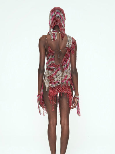 Fita Red + Pink Long Fringe Headpiece-JALACONDA-APOC STORE