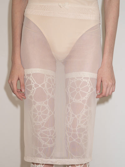 Mesh Midi Skirt with Bow Peach-Nastyamasha-APOC STORE