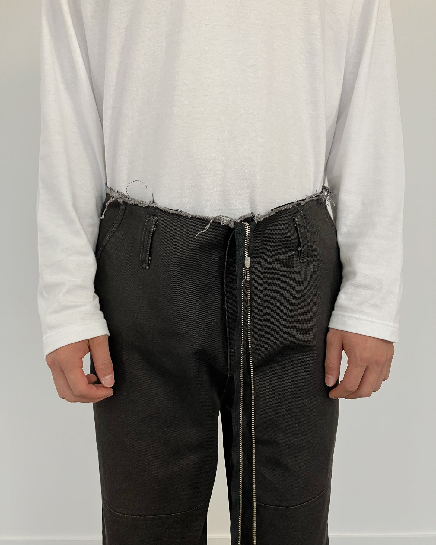 EXTENDED ZIP FLARE PANTS CHARCOAL-EGNARTS-APOC STORE