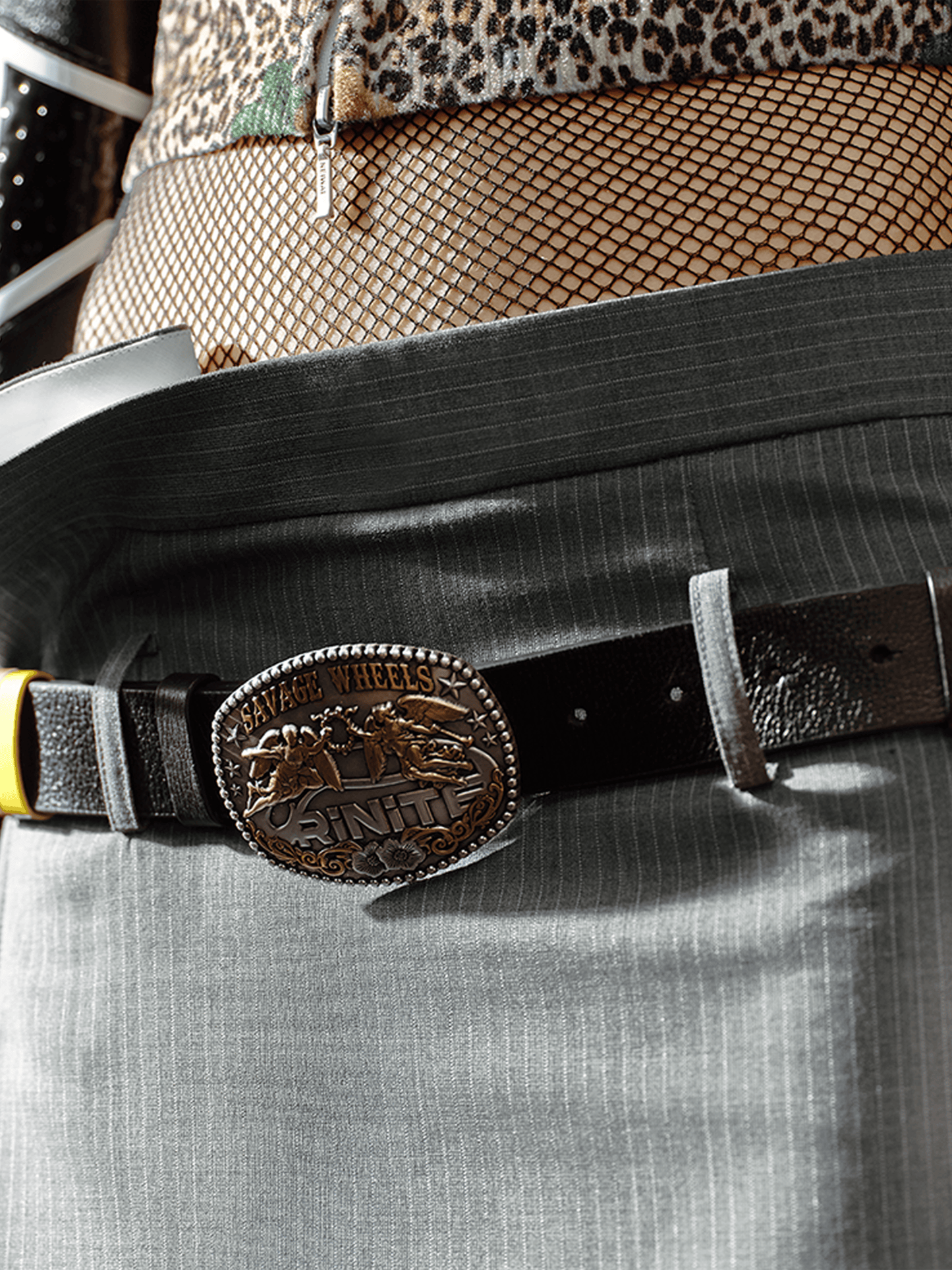 Vintage Distressed Embossed Metal Shield Leather Belt-TRINITE Studio-APOC STORE