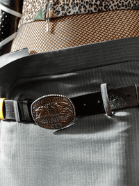 Vintage Distressed Embossed Metal Shield Leather Belt-TRINITE Studio-APOC STORE
