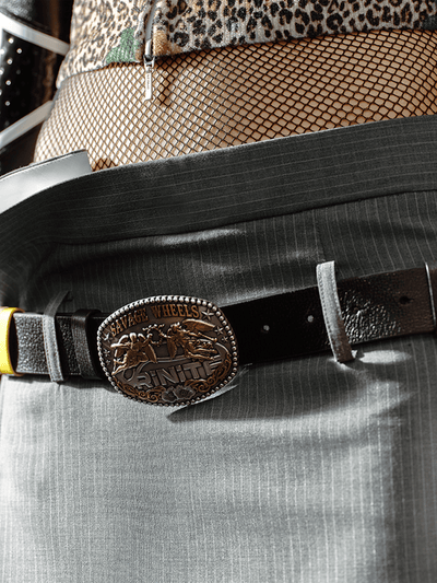 Vintage Distressed Embossed Metal Shield Leather Belt-TRINITE Studio-APOC STORE