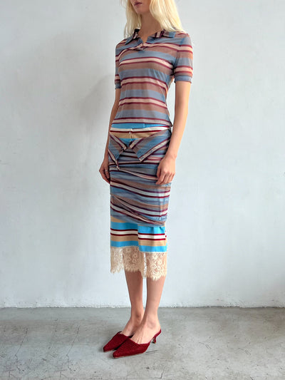 Mesh Striped Polo Shirt-Nastyamasha-APOC STORE