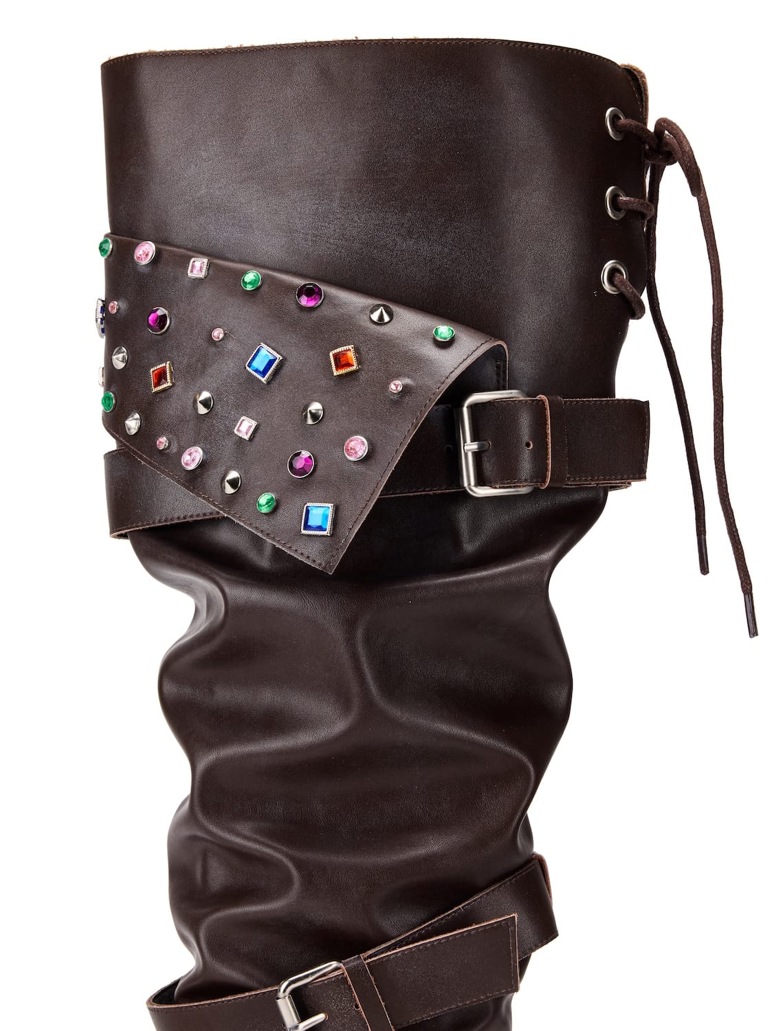 Beaded Cuff Western Boots-brown-EMPTY BEHAVIOR-APOC STORE