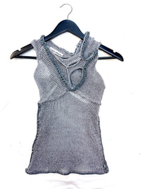 Silver Knit Mesh Top - XS/S-Sania Parvez-APOC STORE