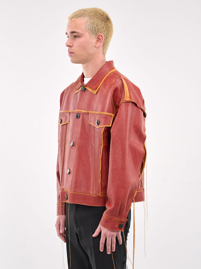 RED/Tan Leather Jacket-Jetpack Hom(m)e-APOC STORE