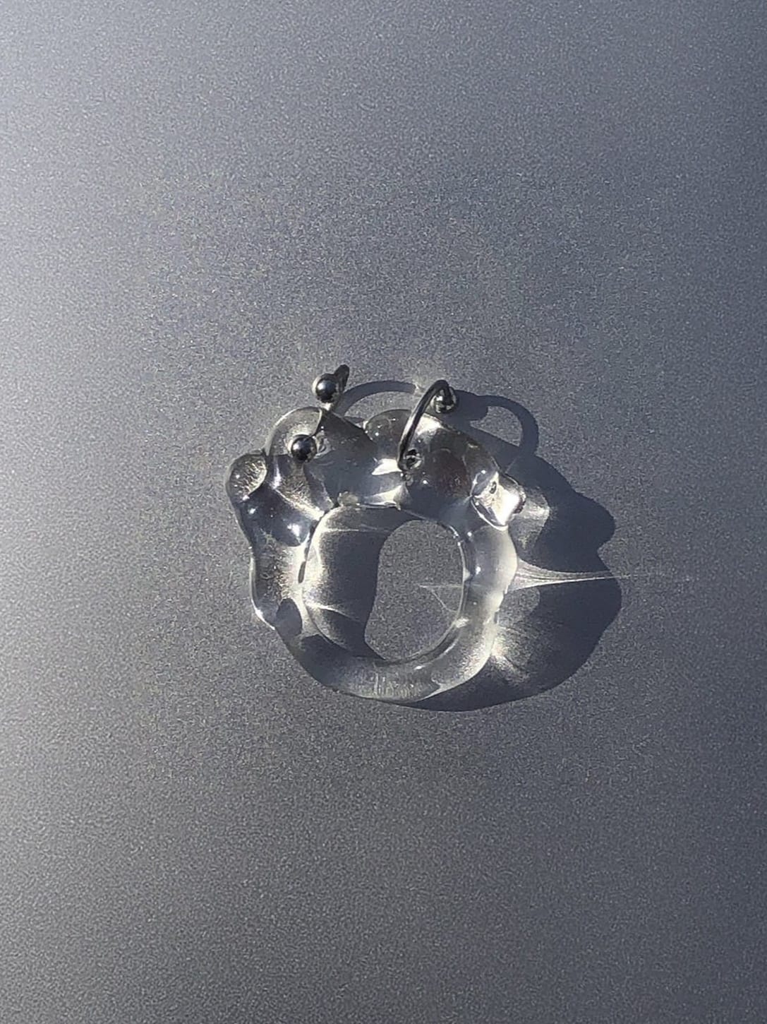 Organic Pierced Glass Ring 0062-Rain and Rivers-APOC STORE