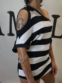 GARMENT # 008 OVERSIZED CROOKED TANK - IRREGULAR STRIPE-SAMPLE GARMENTS-APOC STORE