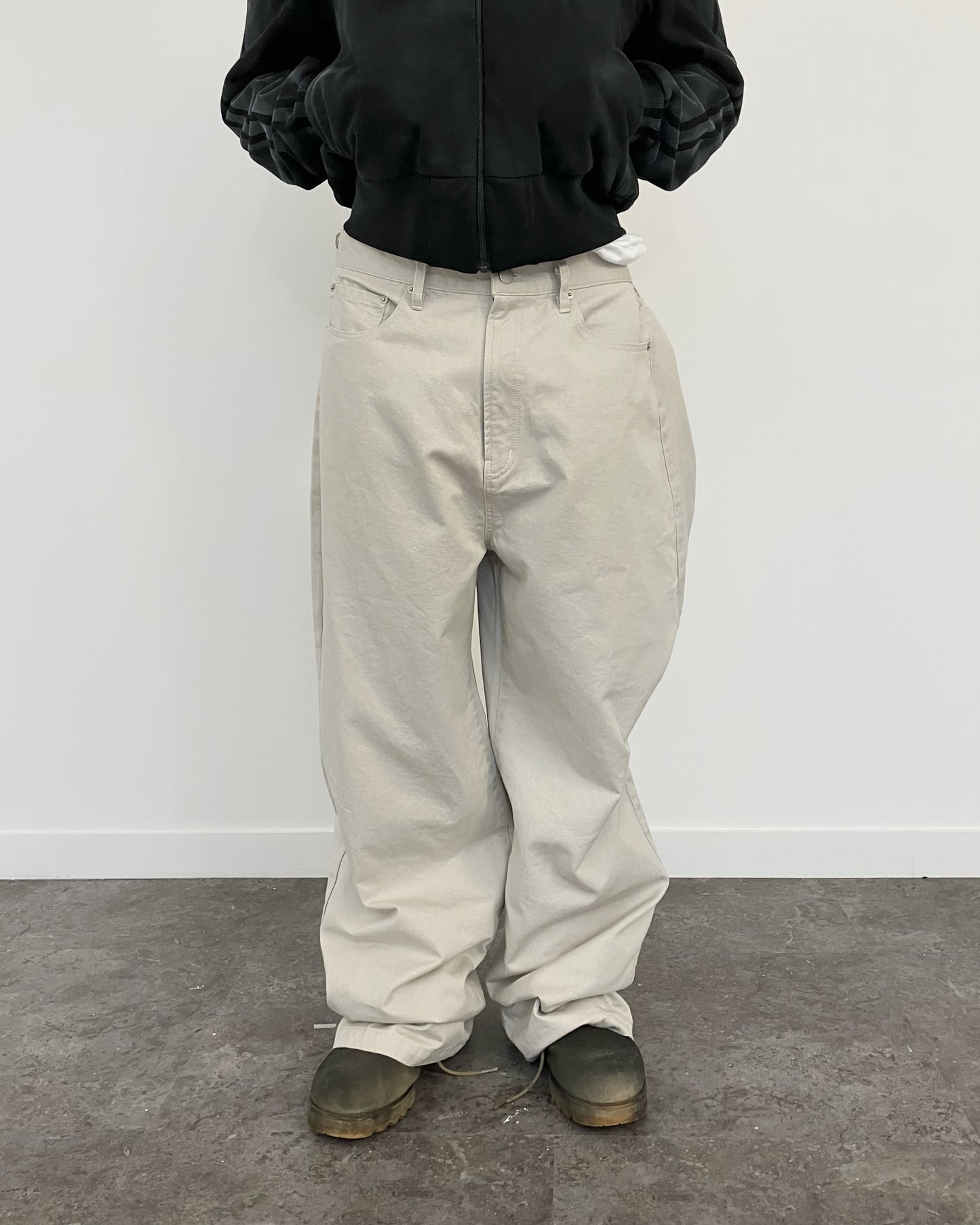 SIDE PANEL LAYERED PANTS LIGHT GRAY-EGNARTS-APOC STORE