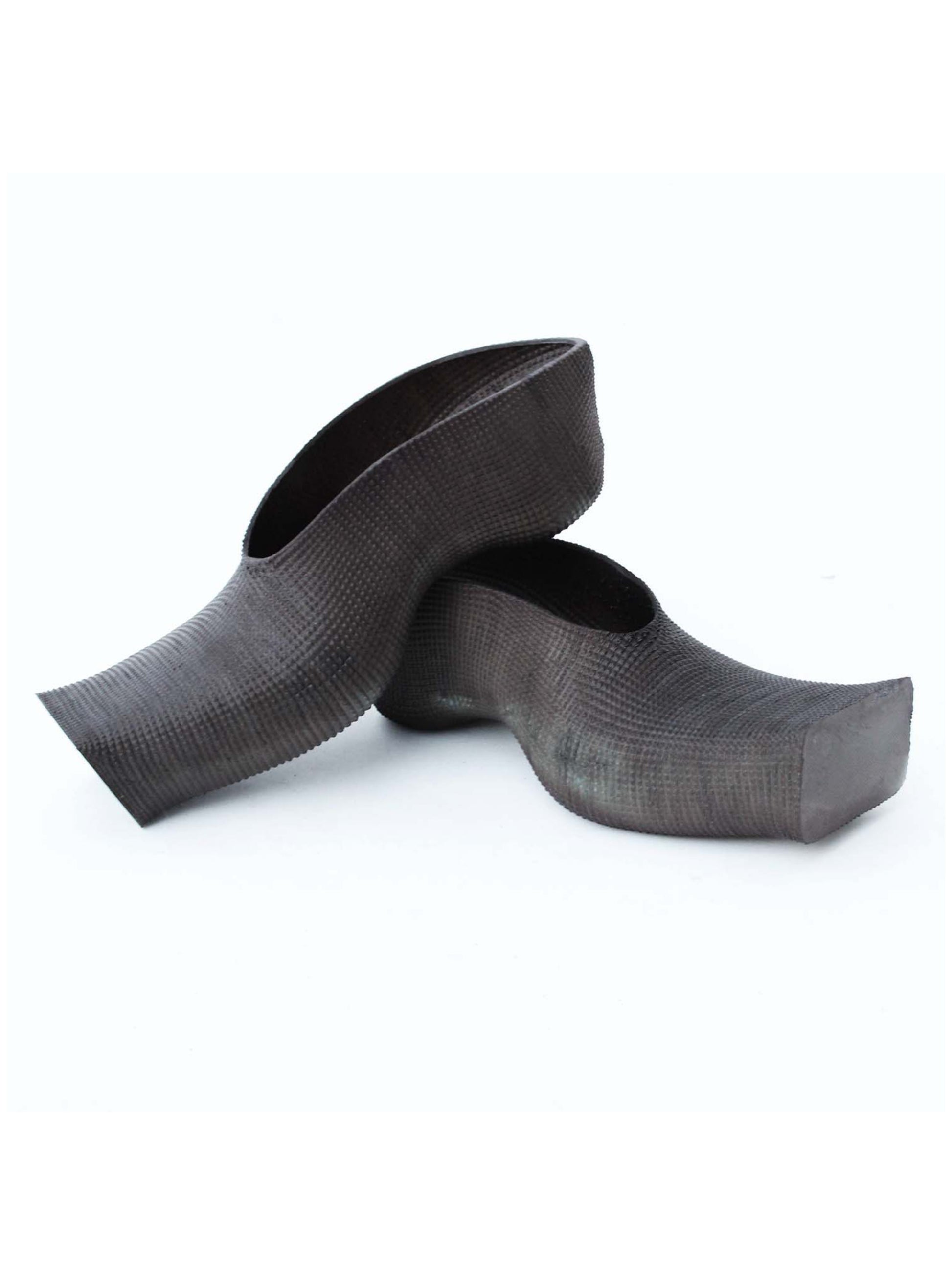 Heeled Square Toe Rubber Mules - Dark-BODY AMPLIFICATION DEVICES-APOC STORE