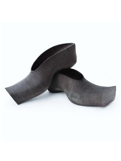 Heeled Square Toe Rubber Mules - Dark-BODY AMPLIFICATION DEVICES-APOC STORE
