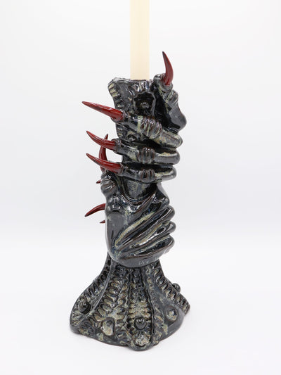 Dark Blue Speckled Double-Hand Candlestick-Naomi Gilon-APOC STORE