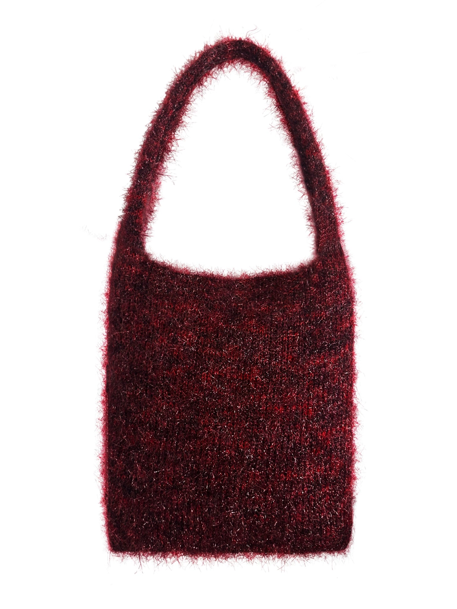 Fluffly knitted tote bag - Red-Raquel de Carvalho-APOC STORE