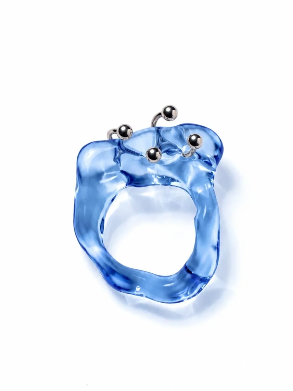 Double Pierced Glass Ring 0021 - Sky Blue-Rain and Rivers-APOC STORE