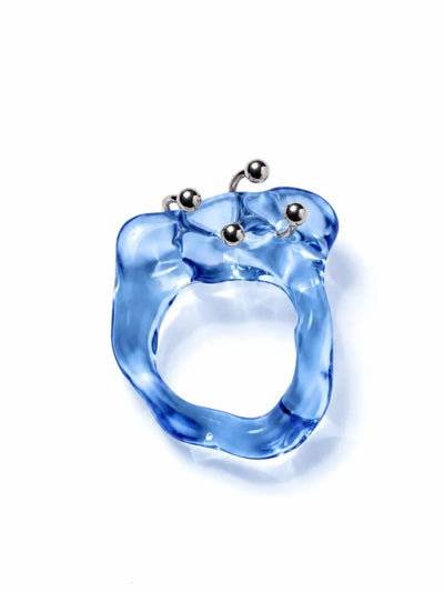 Double Pierced Glass Ring 0021-Rain and Rivers-APOC STORE