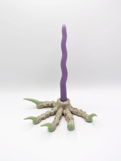 Speckled Cream Paw Candlestick-Naomi Gilon-APOC STORE