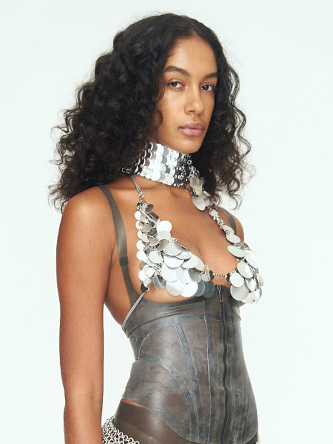 Aluminum Disc Bikini Top - SILVER-JALACONDA-APOC STORE