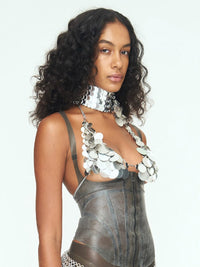 Aluminum Disc Bikini Top - SILVER-JALACONDA-APOC STORE