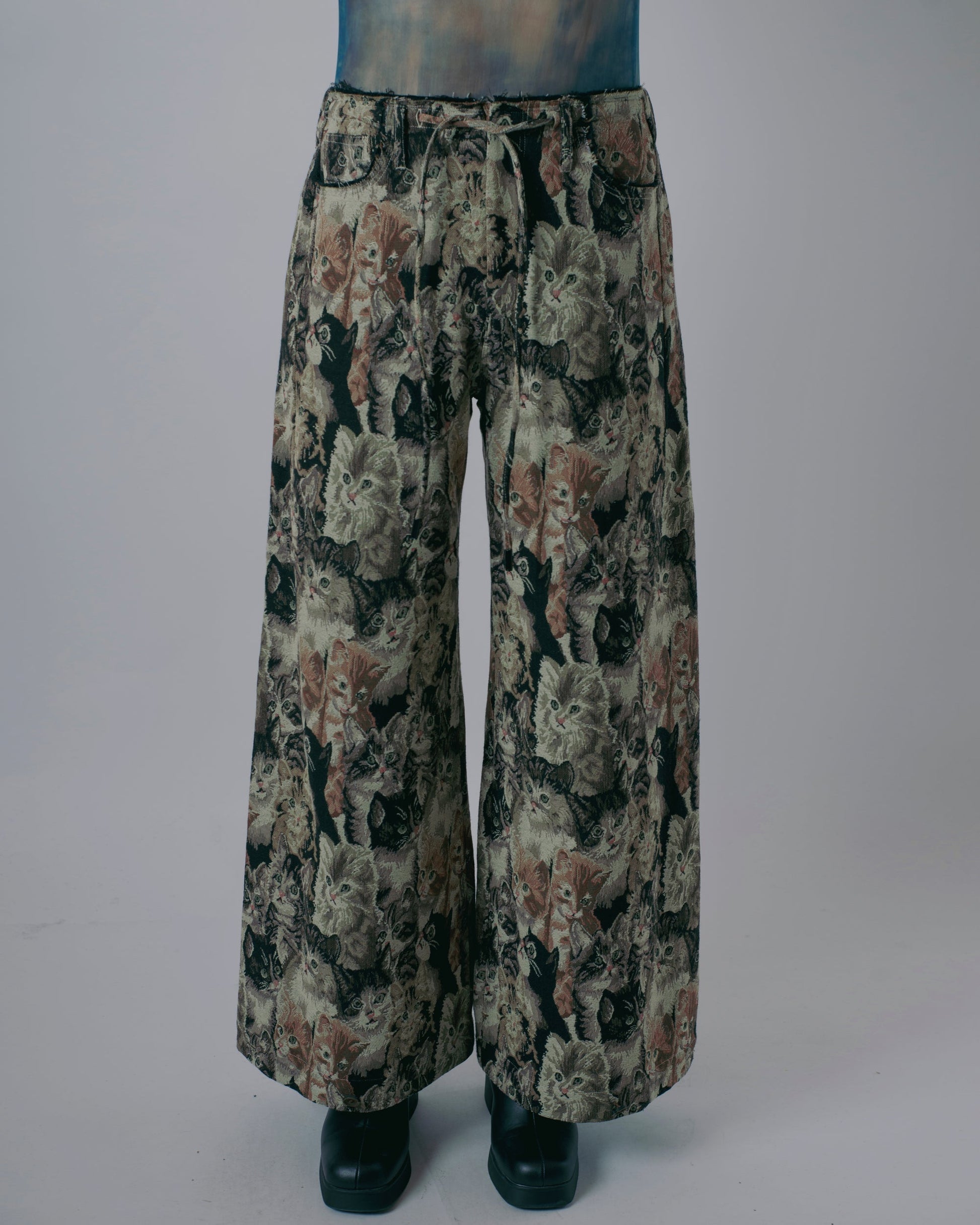 "VINTAGE CATS" DECONSTRUCTED BAGGY JOGGERS-KAWAkEY-APOC STORE