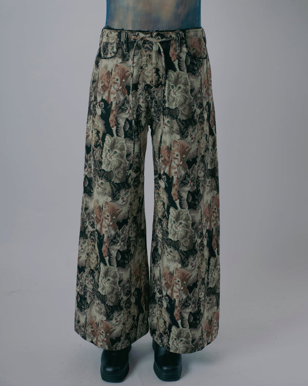 "VINTAGE CATS" DECONSTRUCTED BAGGY JOGGERS-KAWAkEY-APOC STORE