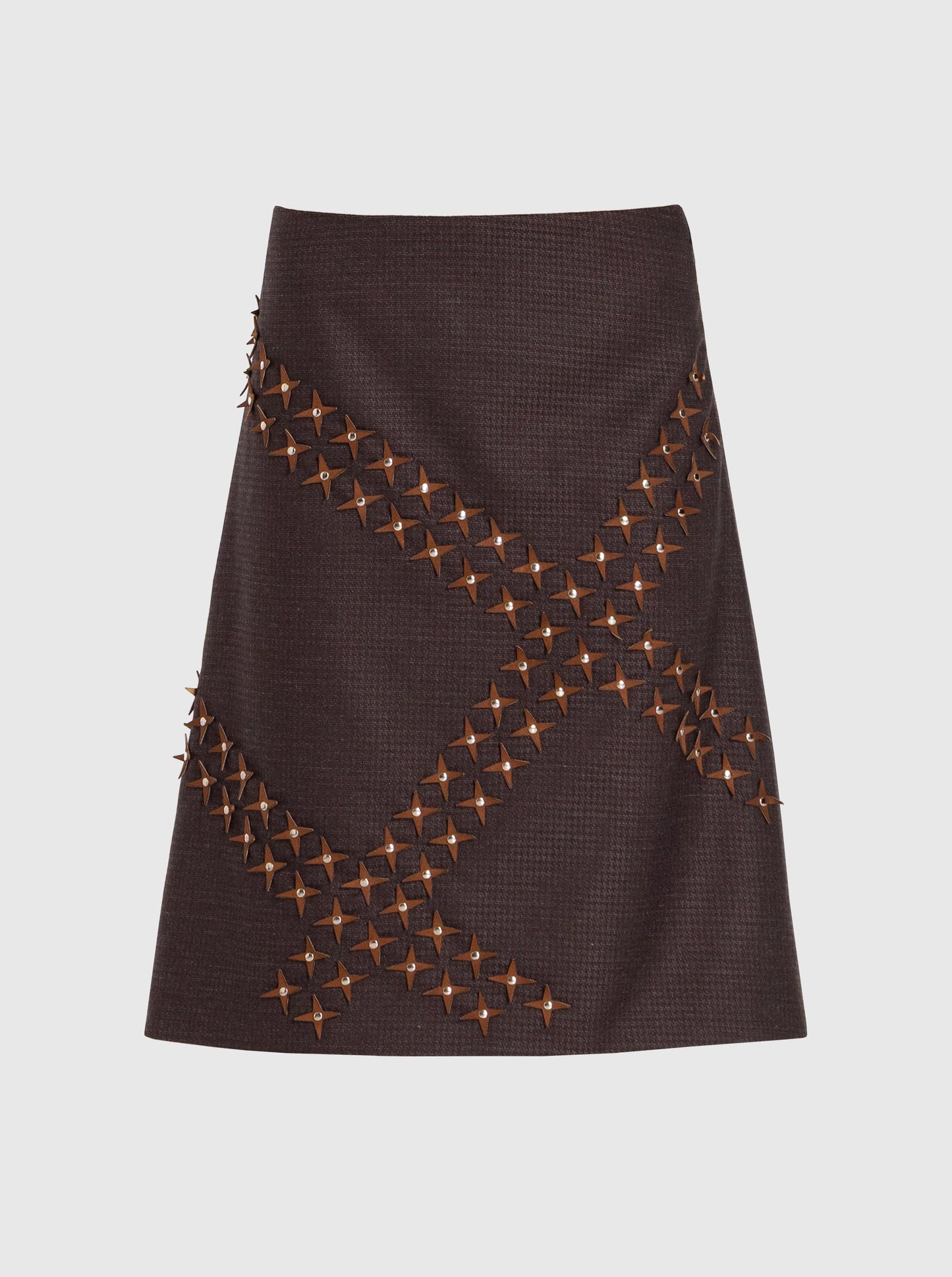 Skirt Midi with Stars Brown-Nensi Avetisian-APOC STORE