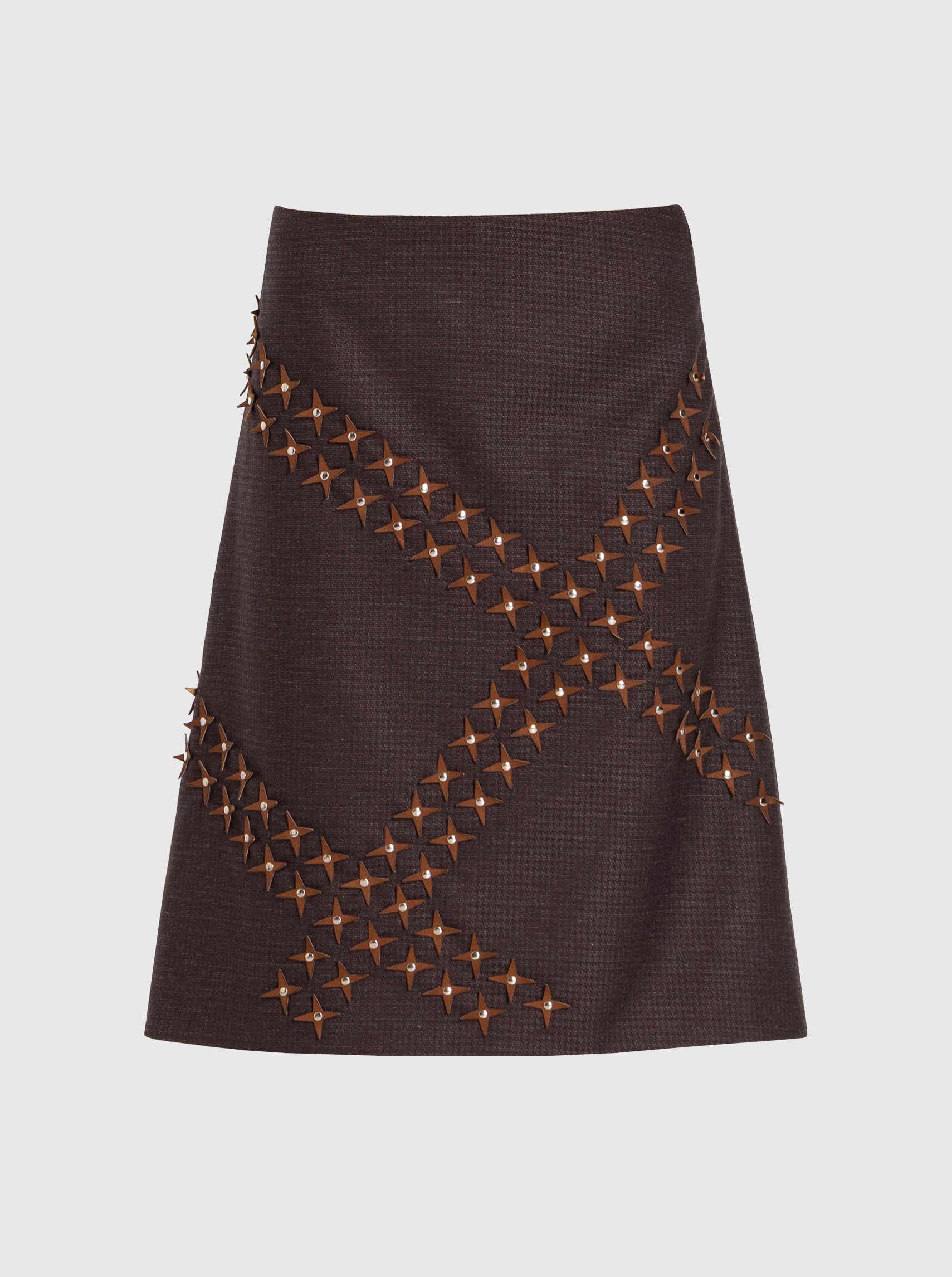 Skirt Midi with Stars Brown-Nensi Avetisian-APOC STORE