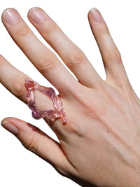 Rombo Sculptural Glass Ring 0111 - Baby Pink-Rain and Rivers-APOC STORE