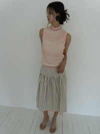 Draped Layer Top Peach-mesh blanca-APOC STORE