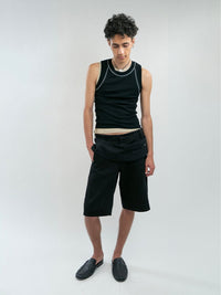Sling Denim Shorts Black-René Scheibenbauer-APOC STORE