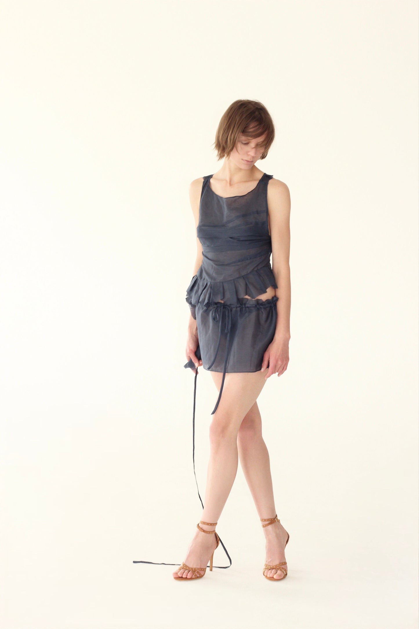 mini-skirt Petal in Blue-V4K-APOC STORE