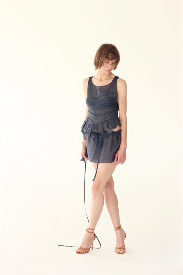 mini-skirt Petal in Blue-V4K-APOC STORE