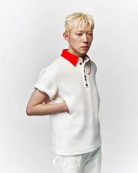 Button work Polo shirt 001 _ White-Taekh-APOC STORE