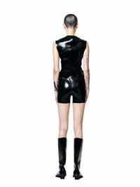Black Fitted Zip-up Vest Top-Harri-APOC STORE