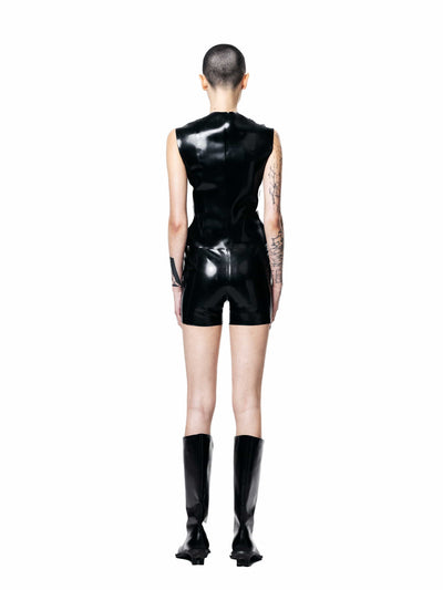 Black Fitted Zip-up Vest Top-harri-APOC STORE