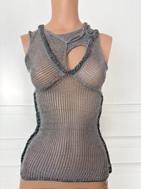 Silver Knit Mesh Top - XS/S-Sania Parvez-APOC STORE