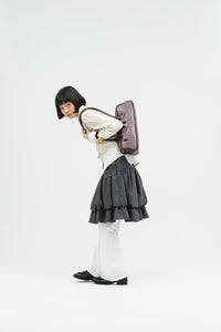 RIBBON BAGUETTE BAG BURGUNDY-SAENGIN STUDIOS-APOC STORE
