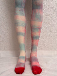 Pastel Border Pink tights-Stau Heidemarie-APOC STORE