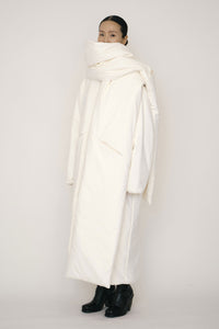 White Faux-Suede Padded Maxi Scarf-arc us arkus-APOC STORE