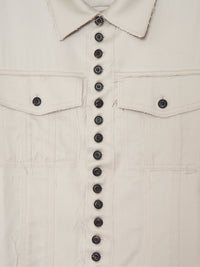 Distressed Wool Trucker Jacket 001 - Beige-Taekh-APOC STORE