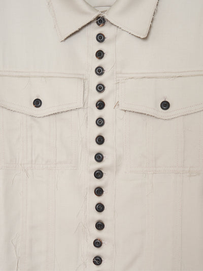 Distressed Wool Trucker Jacket 001 - Beige-Taekh-APOC STORE