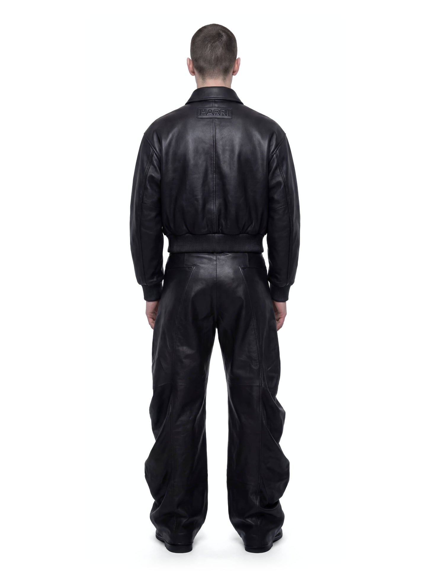 Black Deflated Leather Trousers-harri-APOC STORE