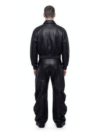 Black Deflated Leather Trousers-harri-APOC STORE
