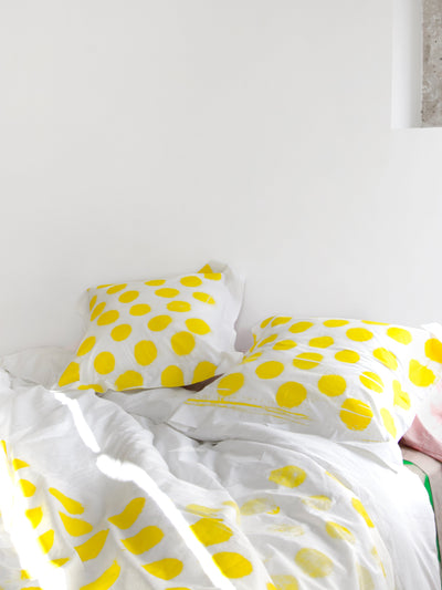 White / Yellow Polka Duvet-Pattern Chineso-APOC STORE