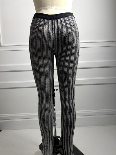 Two tone ribbed knit trousers-SANIA PARVEZ-APOC STORE