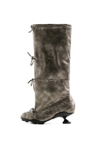 Strapped Ballet Boots Silver and Black-EMPTY BEHAVIOR-APOC STORE