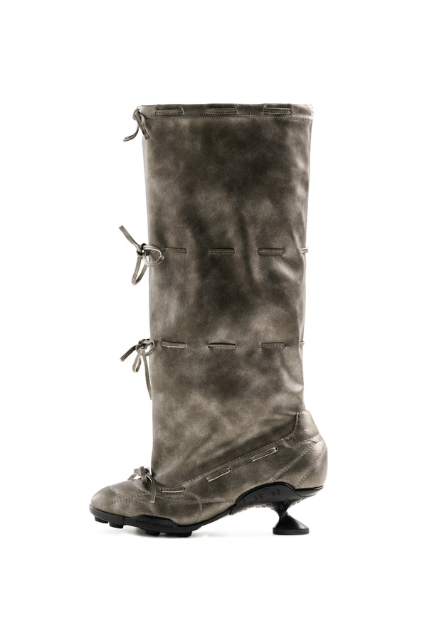 Strapped Ballet Boots Silver and Black-EMPTY BEHAVIOR-APOC STORE