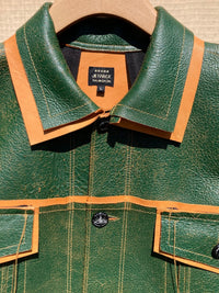 Green/Tan Leather Jacket:-Jetpack Hom(m)e-APOC STORE